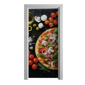 Tür Selbstklebende 90x210 cm Türfolie Türtapete Klebefolie - italienische pizza zutaten