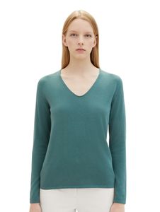 Dünner Strickpullover Knitted Basic Stretch Sweater Langarm V-Neck | XS