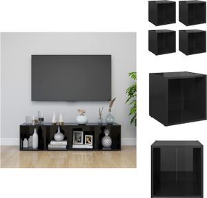 vidaXL TV-Schränke 4 Stk. Hochglanz-Schwarz 37x35x37 cm Holzwerkstoff -  TV-Möbel