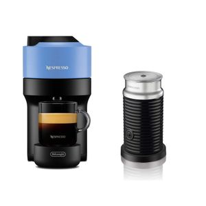 DeLonghi  ENV90.A Vertuo Pop Nespresso Kapselmaschine + Aeroccino 3 Milchschäumer, Farbe:Schwarz/Blau