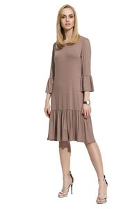 Damen Glockenkleid Kleid Elegant Langarm Mittellang; Cappucino XL