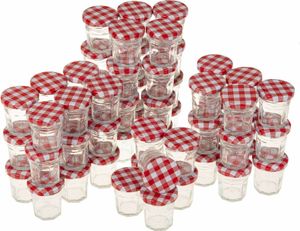 SIDCO Einmachglas 60 x Marmeladeglas karierter Schraubverschluss Vorratsglas Aufbewahrung