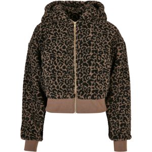 Dámský kabát Urban Classics Ladies Short Oversized AOP Sherpa Jacket darktaupeleo - S