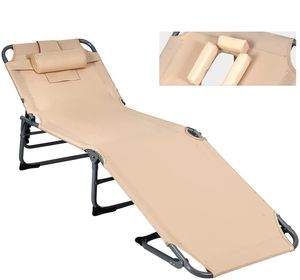 GOPLUS Liegestuhl, Faltbar Strandliege mit 5-Fach Verstellbarer Rückenlehne, Sonnenliege mit Loch für Gesichtsbräunung & abnehmbarem Kissen für Sonnenbaden, bis 150kg belastbar