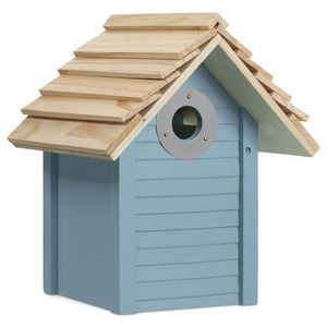 Navaris Vogelhaus aus Holz zum Aufhängen - Nistkasten für Meisen und Singvögel - Vogel Brutkasten - Vogelhäuschen mit geschütztem Einflugloch - Blau
