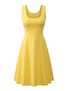 Ladies Tank Summer Beach Sundress Boho Weste Langes Kleid A Line Crew Maxikleider, Farbe:Gold, Größe:Xl