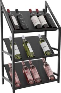 MetaloPro Weinregal Bordeaux – Schwarzes Metallregal Für 21 Weinflaschen, Modernes, Minimalistisches Design, Ideal Für Küche, Keller, Bar – 95×60×30cm