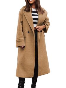 Damen Mantel Langarm Warm Flanell Parka Mode Strickjacke Herbst Trenchcoats Jacke Khaki,Größe S