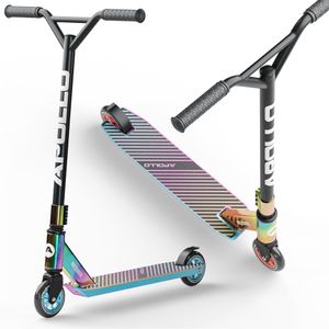 Apollo Stunt Scooter - Genius Pro | Robuster Kinder Scooter mit ABEC 9 Kugellager | Trick Roller, Tretroller, Starker Stuntroller | Top Stunt Scooter Kinder ab 6 Jahre | perfekt auch als Cityroller- Rainbow