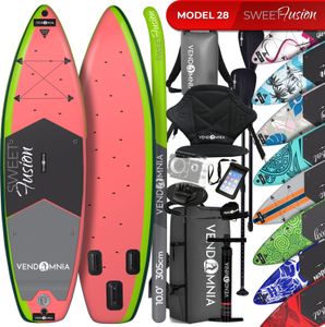 SUP Board Set – 305 cm, aufblasbar, Kajaksitz, Camera Mount, Pumpe, Tragetasche, Paddel, max. 170 kg, Farbwahl - Modelle: Modell 28 - Sweet Fusion