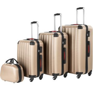 4dílná sada pevných kufříků Pucci, 3 vozíky a kosmetický kufřík z odolného plastu ABS