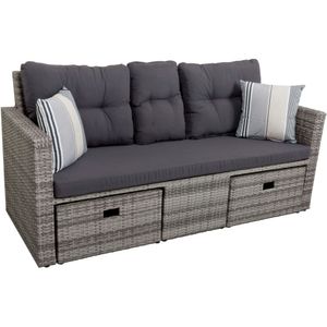 Garden Pleasure Lounge-Sofa VALLETTA, Polyrattan Grau / Kissen Olefin (100 % Polypropylen) Grau