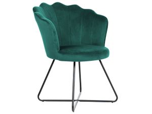 BELIANI Sessel Smaragdgrün Samt Rund Muschel-Design mit Schwarzem Metallgestell Retro Wohnzimmer Schlafzimmer Flur Diele Möbel Ausstattung Sitzmöbel