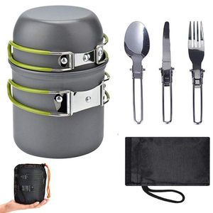 Camping Kochgeschirr Set,Camping Topf aus Aluminium,Outdoor Kochgeschirr mit Faltbare Besteck,Campinggeschirr 2 Personen,Camping Geschirr für Wandern