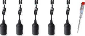 Baustellenfassung schwarz / weiß E27  230V max. 60Watt + 1 Phasenprüfer - Menge: 5 x schwarz + 1 Prüfer