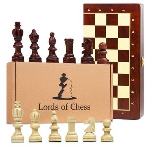 Schachspiel schach Schachbrett Holz hochwertig - Chess board Set klappbar mit Schachfiguren groß für Kinder und Erwachsene 35 x35 cm