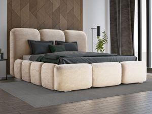 Exkluzívna čalúnená posteľ GRAINGOLD 180x200 cm Bubble - dizajnová posteľ s velúrovou látkou, zásuvkou a lamelovým roštom - béžová (Magic velvet 2201)