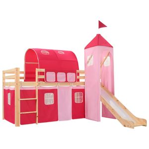 Duolm Kinderhochbett-Rahmen mit Rutsche Leiter Kiefernholz 208x230cm