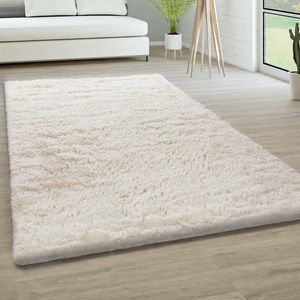 Hochflor Teppich Wohnzimmer Fellteppich Kunstfell Shaggy Flauschig Einfarbig Grösse 200x290 cm