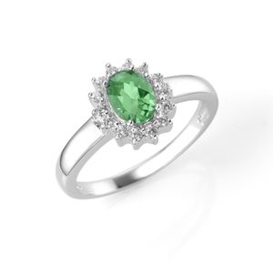 Ring Smart Jewel zauberhaft, farbiger Stein und weiße Zirkonia, Silber 925 Grün 50