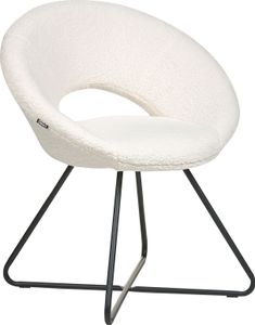 BELIANI Sessel Cremeweiß Bouclé Rund mit Schwarzem Metallgestell Kufengestell Retro Glamourös Wohnzimmer Schlafzimmer Flur Möbel Ausstattung Sitzmöbel