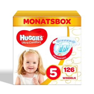 Huggies Ultra Comfort Babywindeln Windeln Größe 5 (11-25 kg) Monatsbox 126 Stk.