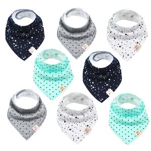 Baby-Dreieckstücher 8 Stück, Halstuch aus Baumwoll'n mit verstellbaren Druckknöpfen, Lätzchen für Kleinkinder Buben und Mädels (Set Unisex)