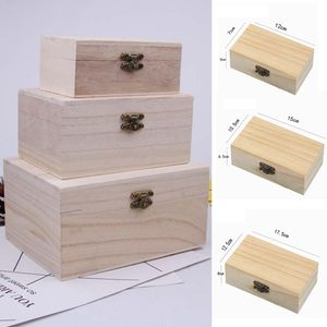Schlichte Holz-Aufbewahrungsboxen aus Holz mit Scharnieren, handgefertigt, aus massivem Holz, praktisch, 3 Größen