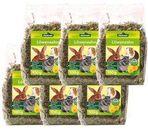 Dehner Nagersnack, Nagerfutter 100 % natürlich, für Kaninchen / Nagetiere, Löwenzahn mit Ringelblumen, 6 x 100 g (600 g)