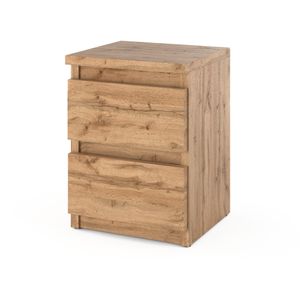 FURNICA - GABRIEL - Nočný stolík - Nočná skrinka s 2 zásuvkami - dub Wotan V40cm Š30cm D30cm