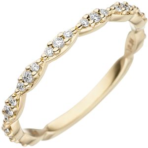 JOBO Damen Ring 50mm 585 Gold Gelbgold 27 Diamanten Brillanten Goldring Diamantring