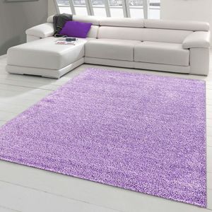 Hochflor-Teppich in Flieder – Perfekt für Fußbodenheizung Größe - 140 x 200 cm