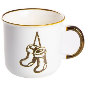 Świąteczny kubek porcelanowy Świąteczny prezent 400 ml Białe i złote skarpetki