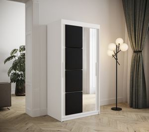 Šatní skříň Abi Tapi Barva korpusu: Černá koženka, Rozměry: 100 cm, Dveře: Bílá mat
