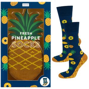 Lustige Socken Ananas in der Box von Soxo - Tolle Geschenkidee für Herren - Größe: 41-46