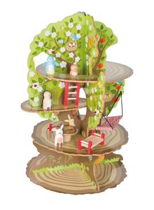 roba Baumhaus '4 Jahreszeiten', Holz Spielzeug-Baum mit 4 Spielseiten, inkl. Tieren und Zubehör