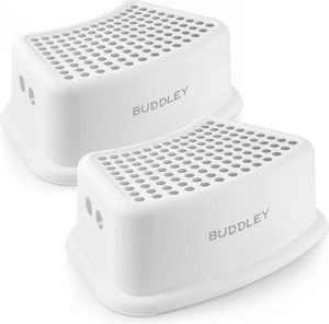 BUDDLEY® PP Step Stool Weiß-Grau (2er Set) – Tritthocker Kinder, Toilette Kinder, Tritthocker Toilette, Hocker, Küche, Stufe, Kinder Toilettenhocker, Toilettenhocker Kinderstufe, Küchenhocker