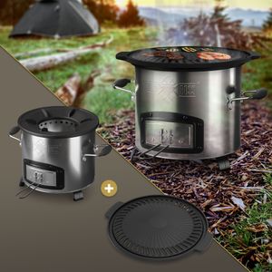 Súprava BBQ#BOSS s raketovou rúrou Ø26 cm, s liatinovou grilovacou doskou