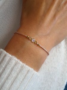 Armband Gold Mondstein - SCHIMMER ◦ Farbe des Bandes Dunkelgrau