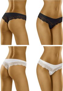 Wolbar Damen y Shorts-Strings Spitze Miederslip Slips mit tiefer Hüftlinie WB409, schwarz, XL