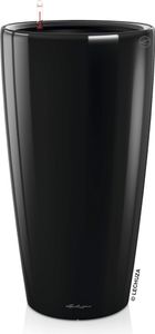 LECHUZA-Pflanzgefäß RONDO Premium 40 Schwarz Hochglanz | Pflanzsäule mit Bewässerungssystem | Hochglanz-Oberfläche | Ø 40 x 75 cm | 15749