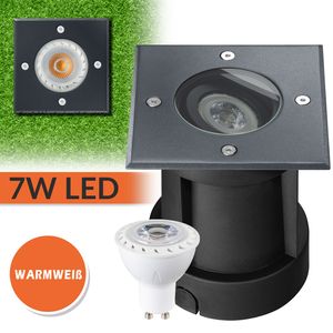 LED Bodeneinbaustrahler Set - Schwenkbar - Anthrazit RAL7016 - 7W LED GU10 von LEDANDO - warmweiß - eckig - IP67