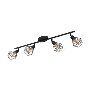 EGLO LED Spot ZAPATA 1, 4-flammige Deckenleuchte, Deckenstrahler aus Stahl und Glas, Flurlampe in schwarz und amber, warmweiß