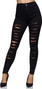 Elara Damen Jeans High Waist Destroyed 547 Schwarz-36 (S)