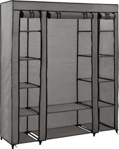 Stoffschrank mit Fächern Kleiderstangen Grau 150x45x176cm