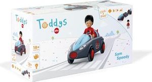 Toddys by siku 0115, Sam Speedy, 3-teiliges Spielzeugauto mit Licht und Sound, Zusammensteckbar, Inkl. beweglicher Spielfigur, Hochwertiger Rückziehmotor, Schwarz/Türkis, Ab 18 Monaten