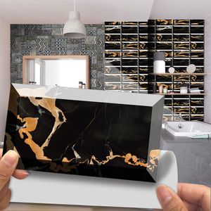 12.24.48 Stück Mosaik Küche Fliesenaufkleber BadezimmerNachbildung Wasserdicht,Farbe: Schwarz,Größe:48 Stück