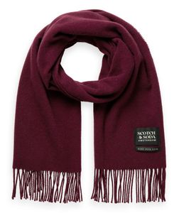 SCOTCH & SODA Schal Virgin Wool Fringed Woven Scarf Berry Wine weinrot