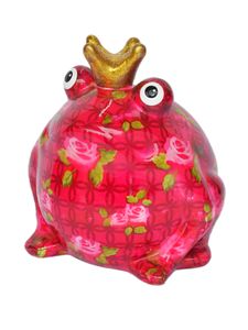 Spardose Frosch Froschkönig | pink Rosen | Pomme Pidou | 15x17 cm | Sparbüchse | Geldgeschenk