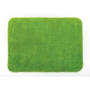 Spirella Badteppich Badematte Duschvorleger CAMPUS 100% Baumwolle Hochflor | flauschig | rutschhemmend | geeignet für Fußbodenheizung | 50x70 cm | Grün